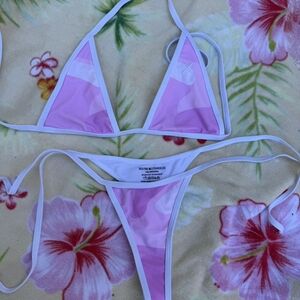 Boutine LA Multi Pastel Tie-dye String Triangle Bikini Set